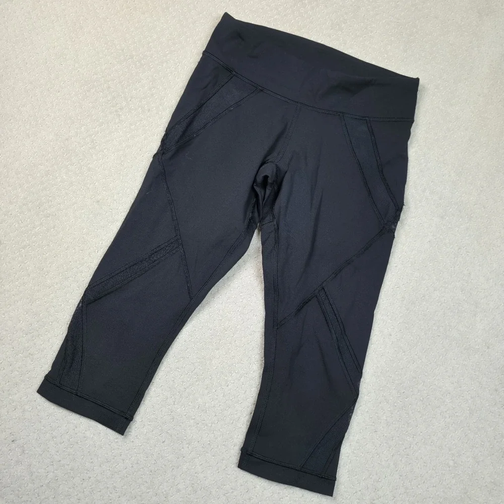 Lululemon Womens Size 4 Black Casual Workout Capri Cropped Leggings Gym Run Yoga